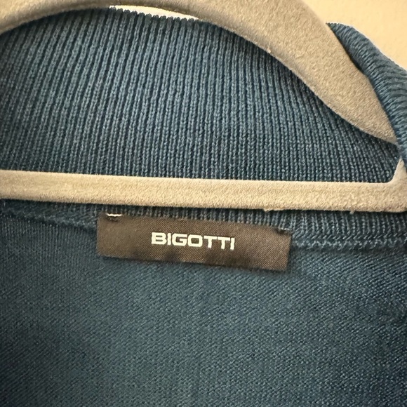 Bigotti Men’s Zip up Mock Neck Wool Blend Cardigan Sweater Zip Up Size S - Picture 10 of 14